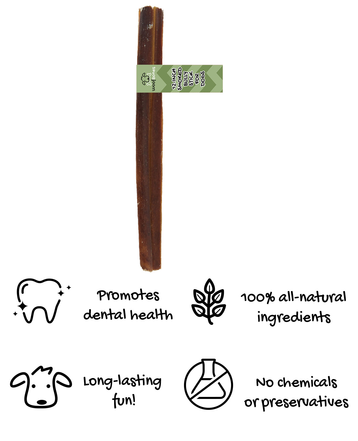 WoofBones Premium 12-inch All-Natural Bully Sticks