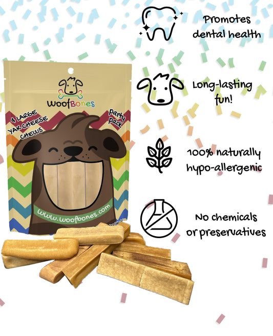 WoofBones Premium Yak Cheese Himalayan Chews - Party Pack